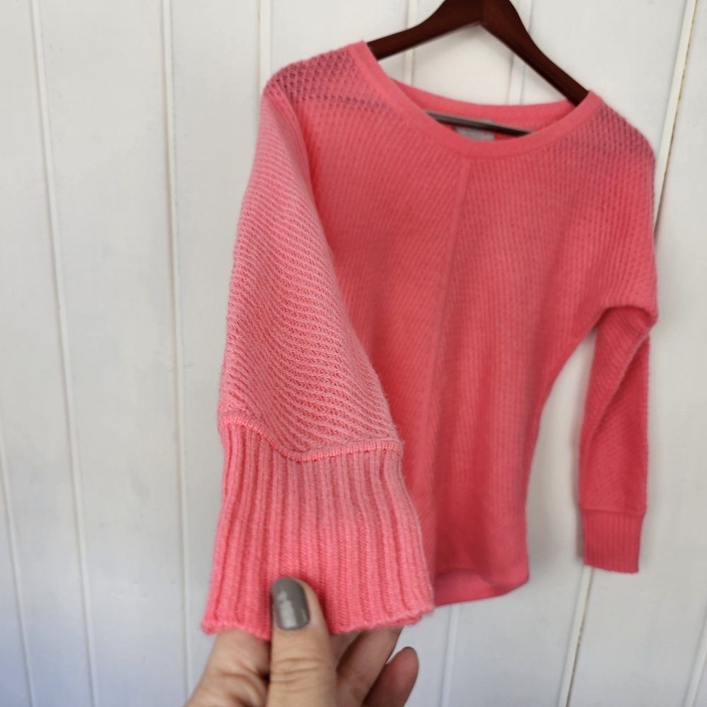 Pure Collection 100% Cashmere Knit Crochet Peach Long Sleeve Sweater sz US 2 - Picture 10 of 10